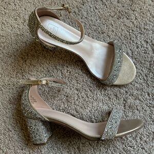David’s Bridal Studio Crystal Glitter Block Heal Sandal